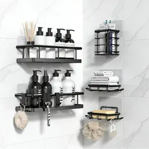 Punch-Free Corner Shower Caddy, Wall Mounted Bathroom Storage Shelf, Waterproof Hollow Organizer for Soap, Shampoo & Toiletries, Modern Kitchen & Bathroom Rack