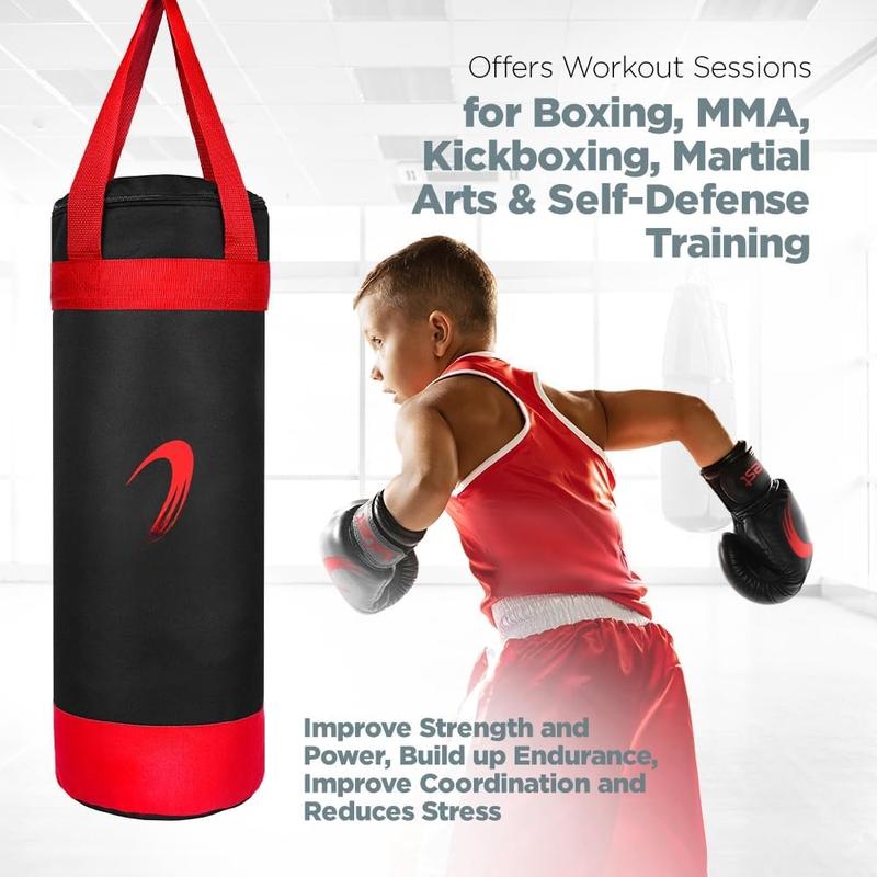 Punching Bag for Boxing Set - Youth MMA, MMA, Muay Thai, Karate - Includes Boxing Gloves & Hand Wraps, Suitable for Ages 3-8