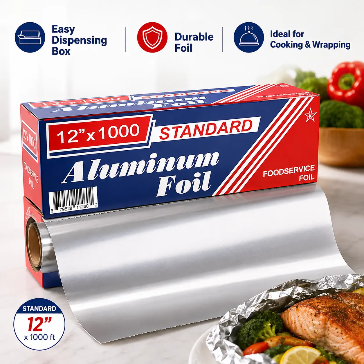 Pre-Cut Aluminum Foil Sheets (12x10.75in) - Disposable Kitchen Cookware for Wrapping, Cooking