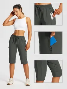 Women's Hiking Work Pants Quick-Dry Outdoor Camping Seven-Quarter Waterproof with Zipper Pockets, Versatile & Durable Design Women Workout Clothes