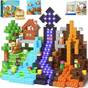 200PCS Magnetic Blocks Toys with Storage Bag Magnetic Board Sensory Toys Stacking Blocks, Build Mine Magnet World Birthday Gifts