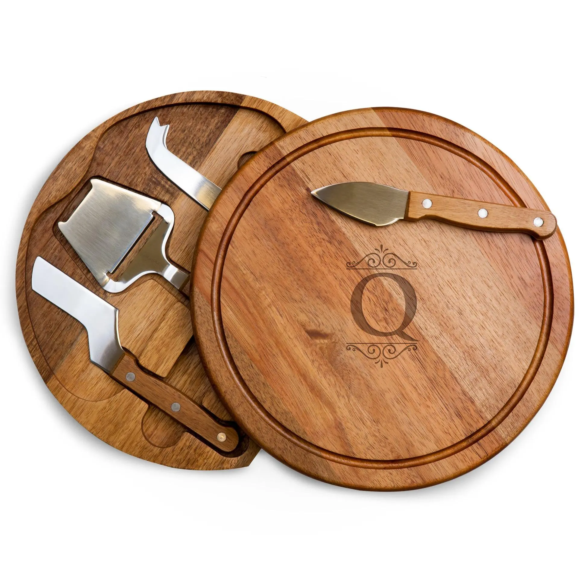 Toscana Monogram Circo Acacia Cheese Cutting Board & Tools Set