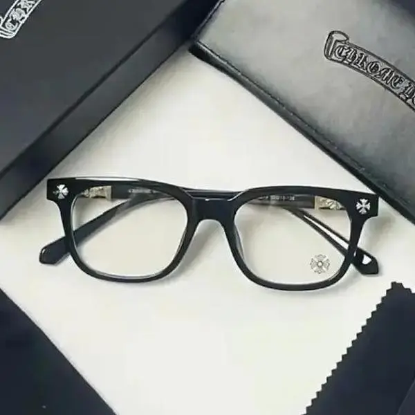 Chrome Hearts Gothic Cross Optical Glasses for Men & Women, Bold Black Square Acetate Frames, Retro Luxury Unisex Eyewear