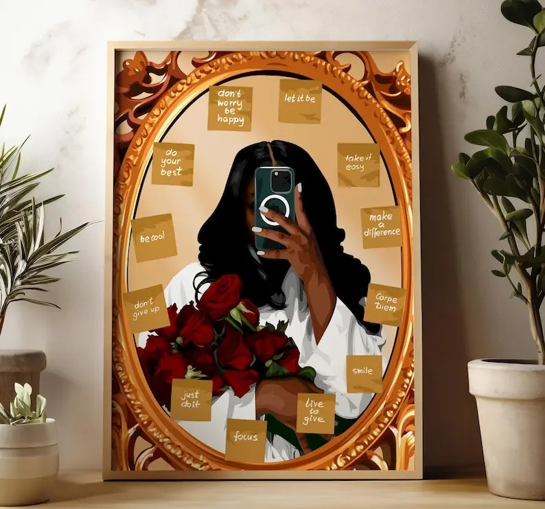 Black Woman Art, Modern Art, Black Woman Wall Art, Black Girl Wall Art, African wall art