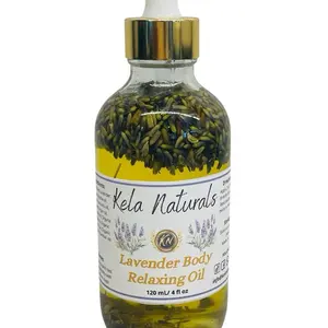 Kela Naturals Organic Lavender Relaxing Body Oil 4oz Moisturizing Hydrating Oil for Adults Unisex Fresh Dry Skin Moisturizer Moisture Comfort Nourishing Ayurvedic Oil Vegan Body Oil
