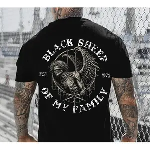 BLACK SHEEP OF MY FAMILY Blindfolded Devil Print Men's TShirt, Top Menswear,  Tee Shirt Casual Streetwear Y2K Streetwear Graphic Tee
