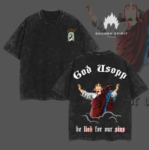 God Usopp "He Lied For Our Sins" - One Piece Anime Double Printed Vintage Washed Tee Unisex Oversize Anime Manga Washed Lightweight Cotton T-Shirt, Gift For Anime Fan, Anime Lover