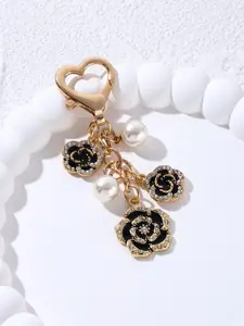 1pcs Small Floral Pearl Lightweight Keychain Bag Charm, Elegant Flower Design Pendant Accessory, Perfect Gift for Women, Stylish Jewelry Decoration Floral Pattern Keychain