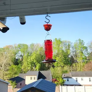 Kingsyard Hummingbird Season 2026 Hand-Blown Glass Feeder Leak-Proof Bee Guard 6 Ports for Spring Migration Garden Decor 16 oz Capacity Easy Refill Clean