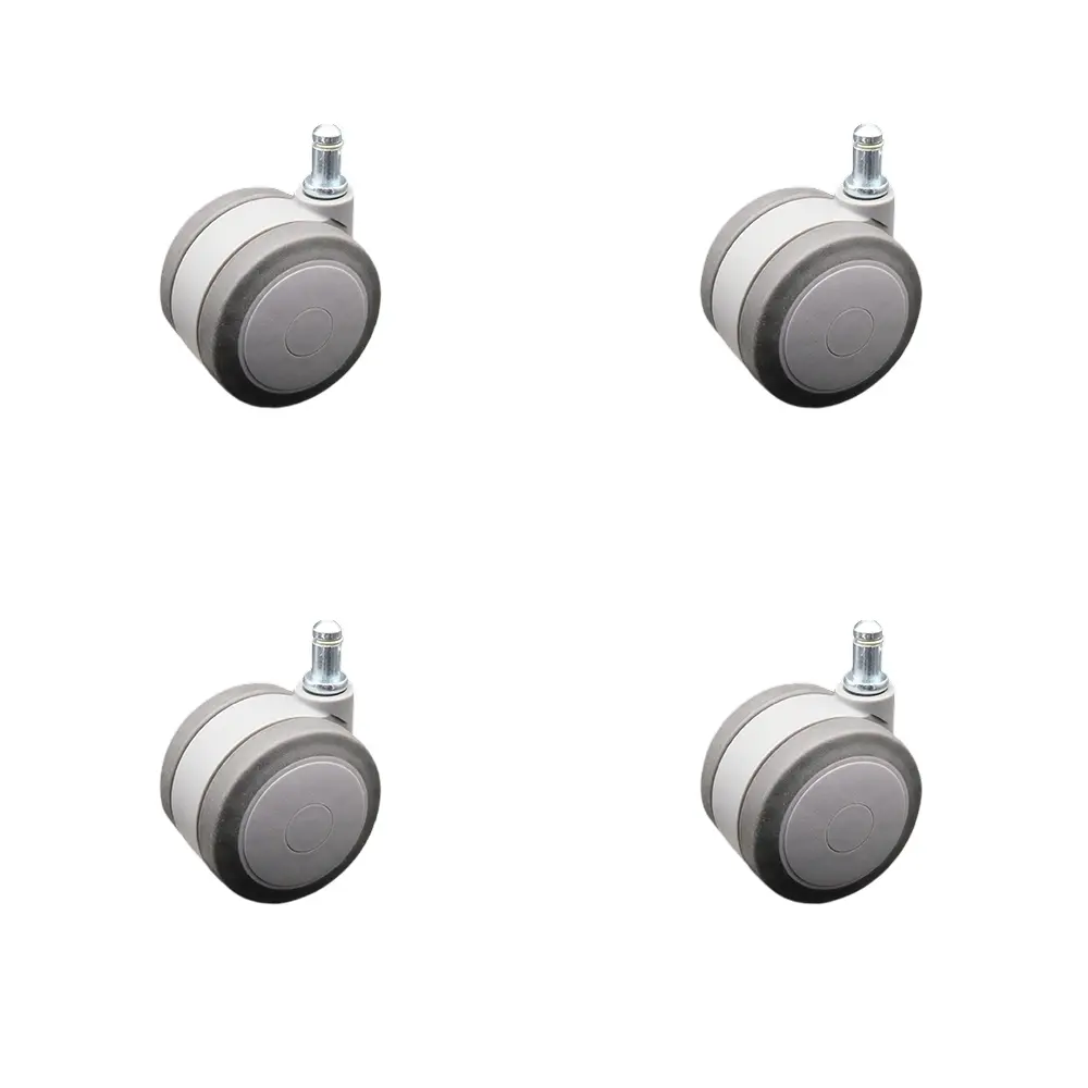 212 MAIN Office Chair Wheels, 3 in. Heavy Duty Furniture Moving Swivel Casters, Gray Thermoplastic Rubber Twin Wheel with 0.43 in. x 0.875 in. Grip Ring Stem - Set of 4 (SCC-GR02S75-TPR-GRY-716-4), Furniture Moving Wheel