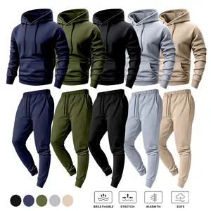 Men's Hoodie and Drawstring Sweatpants Set, Menswear, Casual Athletic Long Sleeve Hooded Jacket & Trousers for Fall & Winter, Men's Clothing for Daily Wear, Sportswear Indoor Outdoor, Tracksuit