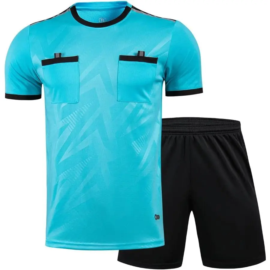 Men's Soccer Referee Uniform Short Sleeve Pro Referee Soccer Jersey - Includes Referee Jersey and Shorts