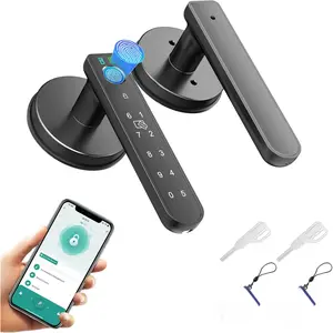 Fingerprint Door Lock  Fingerprint Door Knob with Keyless Entry Biometric Door Lock with Keypad App Control Easy Installation for Home Bedroom Office(Black)