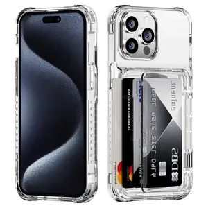 for iPhone 17-11 Series Wallet Clear Protective Phone Case with Credit Card Holder Heavy Duty Protection Shockproof Anti-Scratch Anti-Yellow Cover Transparent, Protective casing