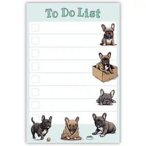 Bulldog Puppies Sticky  Notepad - Kawaii  Sticky Notes Stationary School Supplies for Frenchie Mom |  Bulldog Gifts for Frenchie Lovers | 4" x 6" 50 Pages