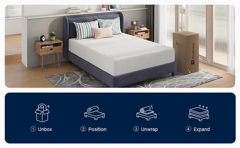 Avenco Twin/Full/Queen/King Size Mattress, 5//6/8/10/12/14 Inch Queen Mattresses with Gel Memory Foam for Cool Night & Pressure Relief, Bed Mattress in a Box Medium Plush Feel Colchones with Motion Isolating