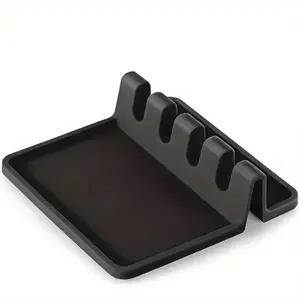 1pc Heat-Resistant Silicone Utensil Holder with Drip Pad - Perfect for Stove Spoons, Spoons, and Tongs - Kitchen Essential