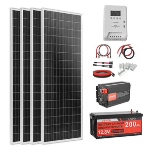 VEVOR 800W 12V Complete Solar Power Kit, 4*200W Monocrystalline Solar Panels+ 12.8V 300Ah LiFePO Battery+ 60A MPPT Charge Controller+ 2000W Power Inverter for Home, Small Farm, Cabin, Off - Grid