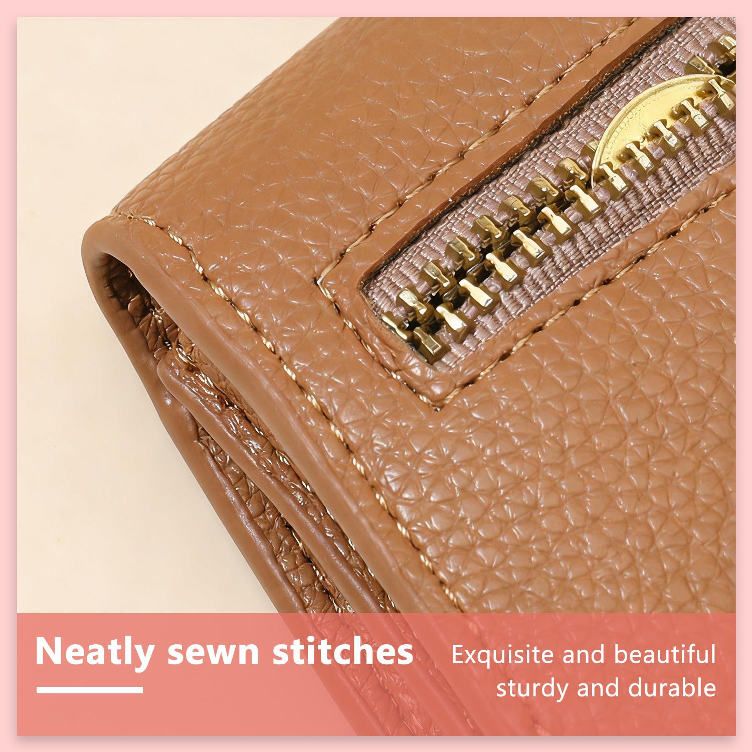 Women's Hand-Sized Casual Chic Foldable Tri-Fold Wallet with Wrist Strap, ID Window, Cash Compartment, Rear Zipper Coin Pocket, Multi-Function Bow Accent,back to school,back to school haul