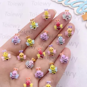 30pcs Mixed Resin Colorful Mini Candy Color Bee Art Flat back Rhinestone Appliques DIY Wedding Scrapbook Decor Handmade Crafts Accessories