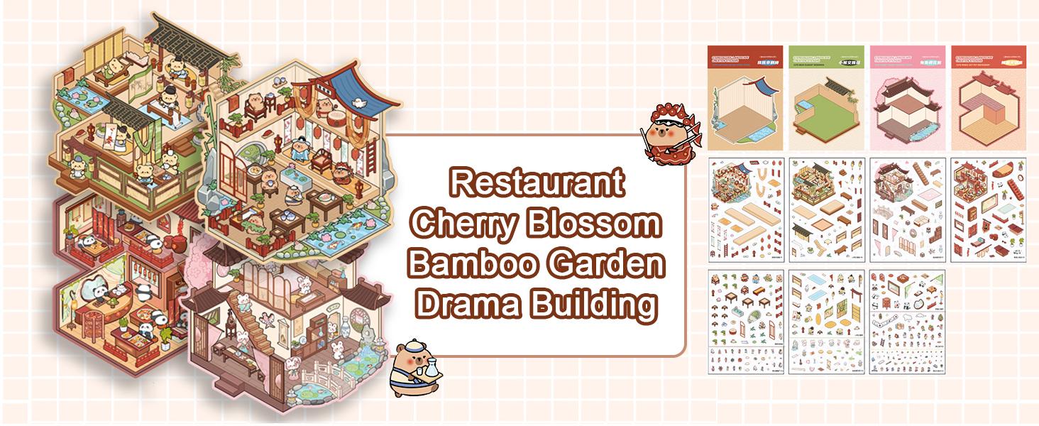 20 Sets DIY 3D Sticker Scene Collection Book for Kids Adults Cute Make Your Own Shop House Stickers for Gifts Stickers Therapy for Adult Relief Stress Pass The Time Play Park Hamburg Castle Library