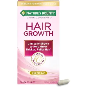 Nature's Bounty Optimal Solutions Hair Growth Supplement with Biotin, Hair Growth Vitamins with Biotin Silicon & Arginine, 1 Per Day, 30 Capsules, One Month Supply
