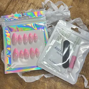 Spring Set Pink Floral Nail Art Kit with Alcohol 75% & Glue for Easy Application