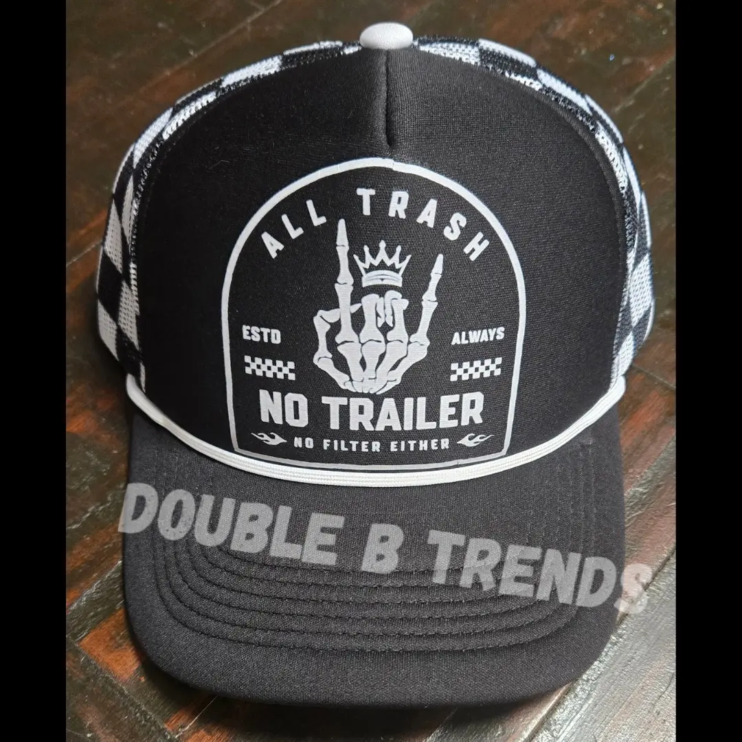 All Trash No Trailer Flying S Checkered Hat