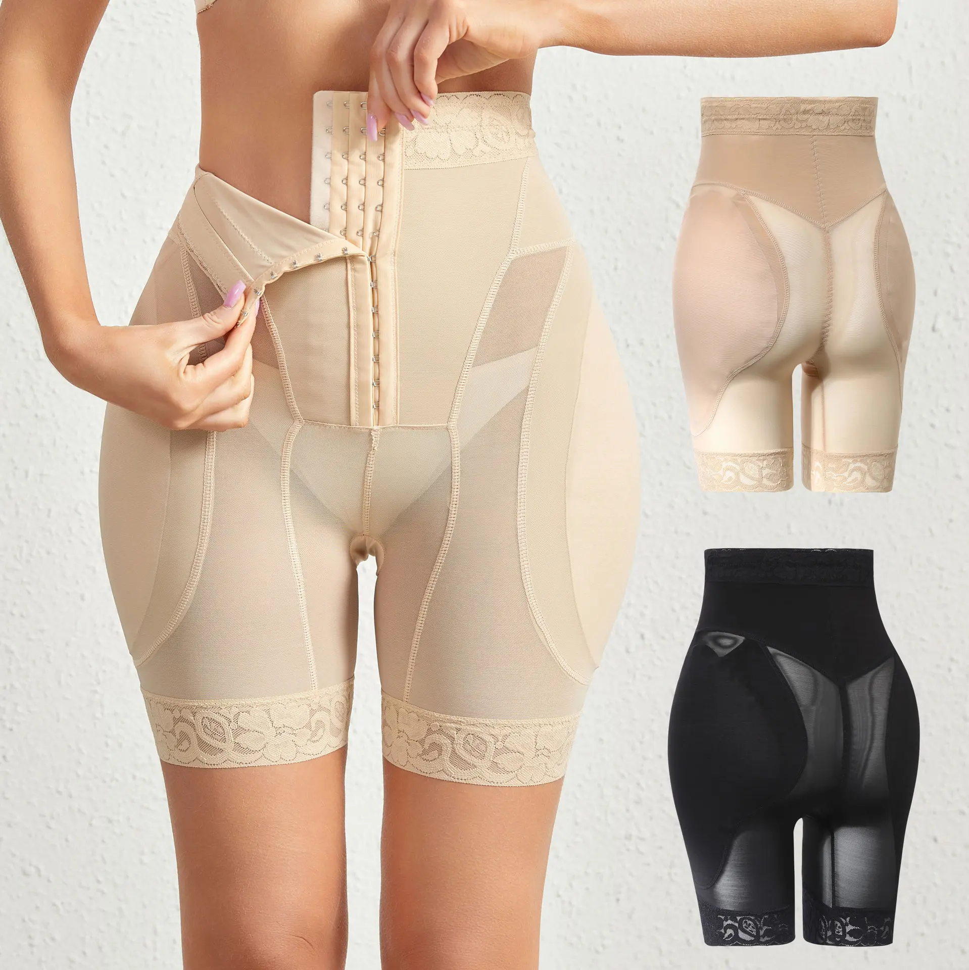 Tummy control, body shaping, three-dimensional butt lift, hip enhancement, breathable fabric, four rows of thirteen adjustable hooks