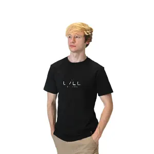LVLL Black T-Shirt for Men - Athletic Comfort Crew Neck Half Sleeve Tee for Summer Menswear with LVLL Logo