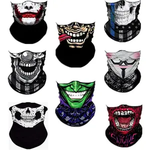 8PCS Scarves Bandanas Face Tube Black Headband  Motorcycle Multi Function Headwear Hat Scarf Neck Warmer Balaclava