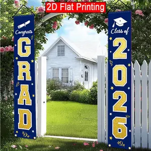 Graduation Party Decorations Set, 2 Piece Grad Banner Hanging Flags, School Classroom Decoration, 12x70.8 Inches