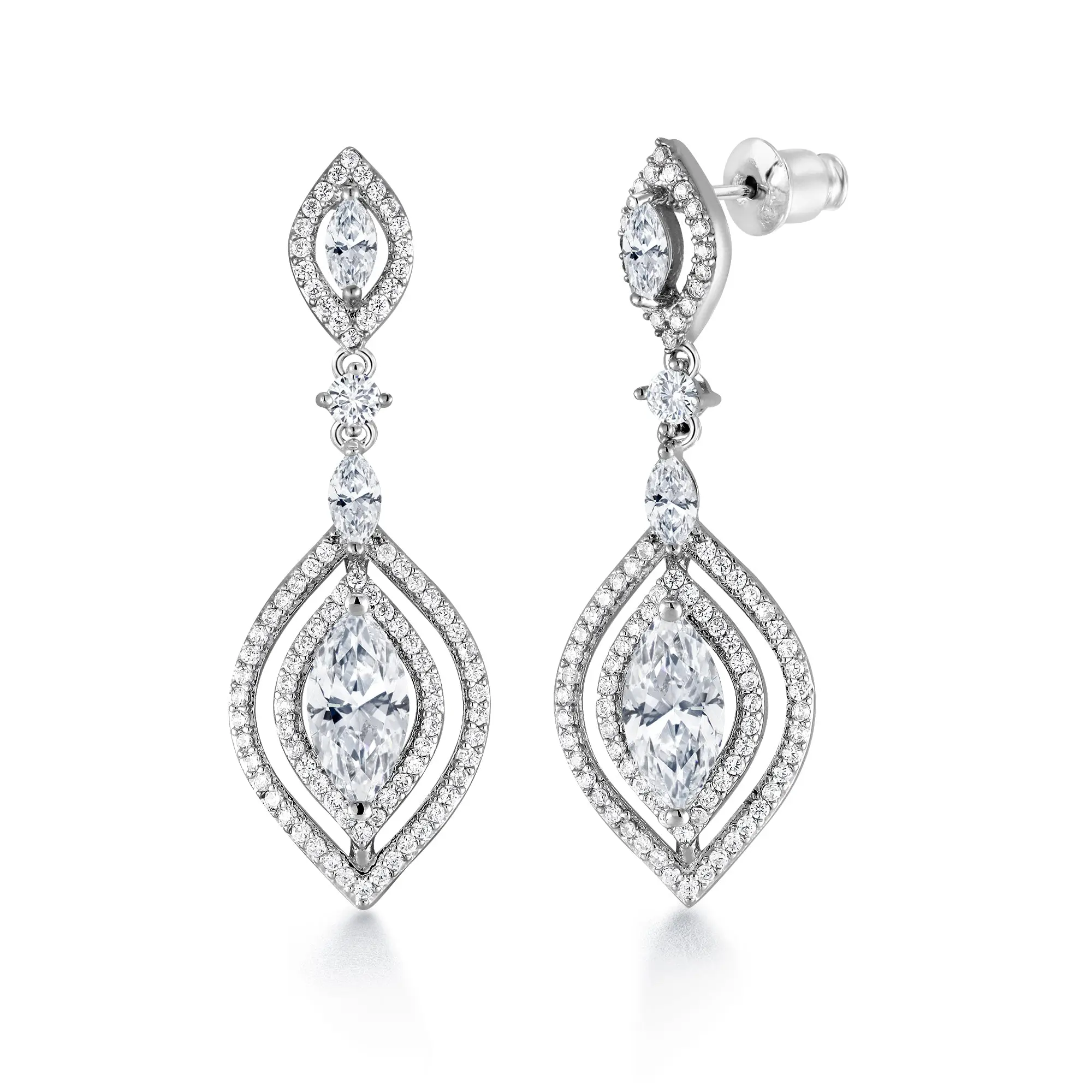 Marquise CZ Wedding Earrings,  Perfect drop earrings for a wedding,  Marquise Cut AAA Cubic Zirconia Dangle Earrings