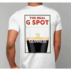 180gMen's Cartoon & Letter Print Round Neck Tee 	 	 	 	 	 	 	   Guinness T Shirt Split The G Funny Tee Irish Stout Art Birthday Gift Present For Boyfriend Vintage Beer Lover Shirt Harp Lovely Day 6120507 Teemonkey1990