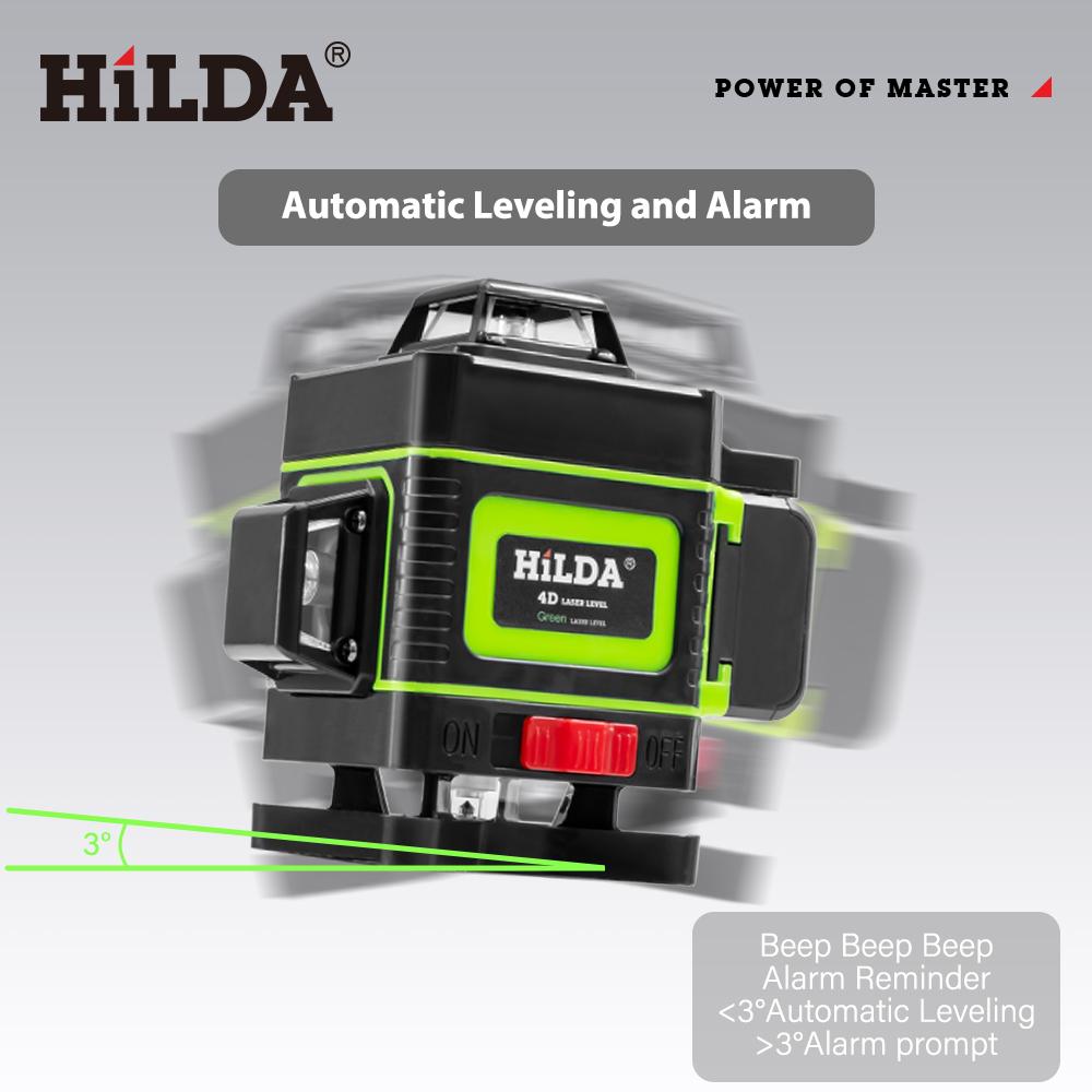 16 Line Green Laser Level Self Leveling Tool, 4x360 ° Horizontal And Vertical Crosshair Laser Level Professional Kit, 4D Laser Level, Rechargeable Lithium Battery/wall Mounted, Suitable For Building, Tile Floor And Photo Hanging Tools