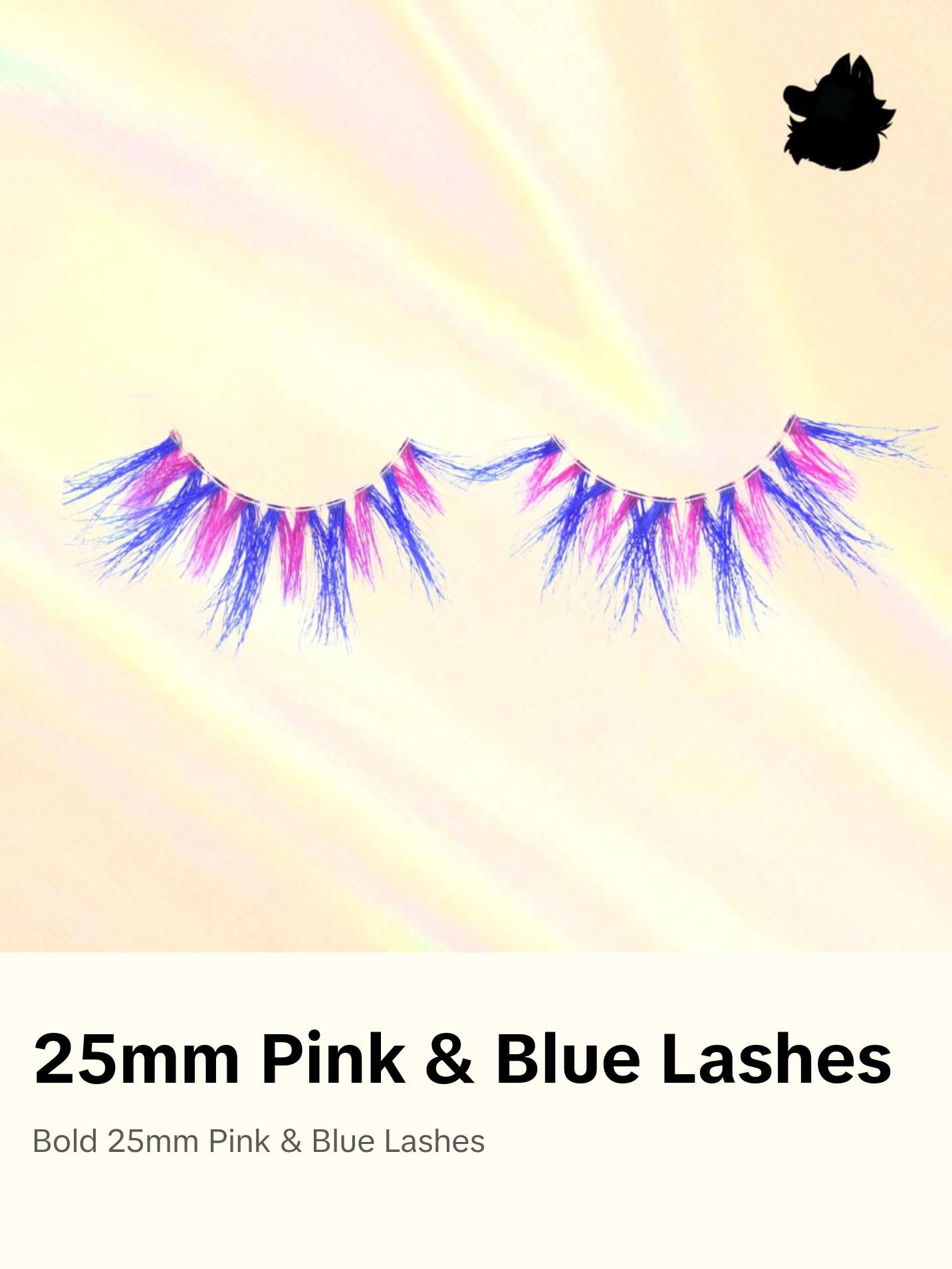 Bubblegum 25mm Pink and Blue Anime Colored Strip Lash 100% Mink Glue-On Eyelashes for Bold Playful Looks 20+ Uses with Free Spoolie | Perfect Halloween Lashes Colorful