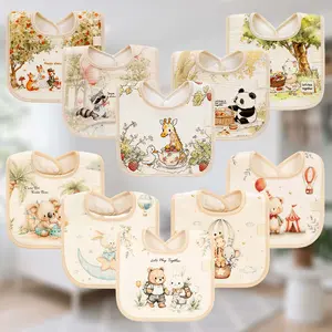 10 Pack Muslin Baby Drool Bibs with Waterproof TPU Backing, Adjustable Snaps for Newborns & Toddlers Baby Essentials Feeding Bibs outdoorfun