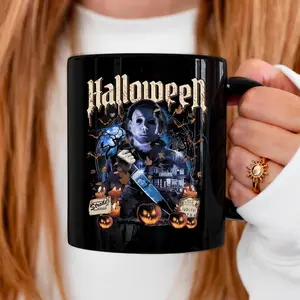 Horror Movie Coffee Mug, Retro Michael Myers Halloween Thriller Coffee Mug, Vintage Scary Movie Horror Mug, Holiday Horror Spooky Season Cup