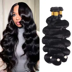 Gefily 【Upgraded Version 14A】 Body Wave Hair 30-Inch Unprocessed Human Hair Bundles Double Weft Extensions Deals Real 3-4 Bundles Natural Black Super Silky Soft and Smooth Curly Wavy Hairpiece hair extensions