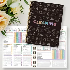 Colorful Cleaning Planner Notebook, Home Chore Management Manual, Monthly Annual Checklist, Weekly Task Scheduler, Durable Thick Paper
