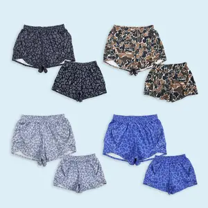 Dark brown camo kids girls summer shorts