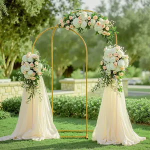 6/6.6/7.2FT Gold Arch Backdrop Stand,Wedding Arched Frame,Metal Stable Arched Background Stand for Ceremony,Baby Shower,Birthday,Photography,Party Decoration Door Frame