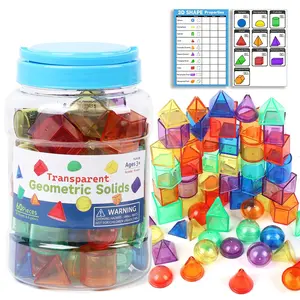 3D Geometric Shape Building Blocks, 60pcs/box Colorful Geometric Shape Sorting Building Block Toys, Early Educational Learning Math Toys for Boys & Girls, Shape Sorter