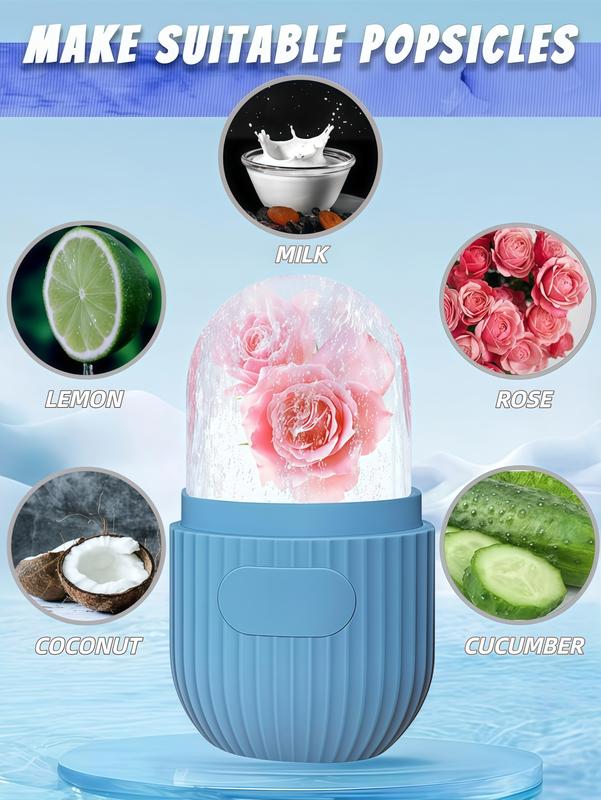 LMMAKE 1Pc Ice Roller for Face and Eye, Silicone Ice Facial Roller, Reusable Ice Cube Roller for Shrink Pores, Anti Wrinkle, Reduce Puffiness, Calming Pink Lemon Blend for Acne Treatment, Skin Care Gift