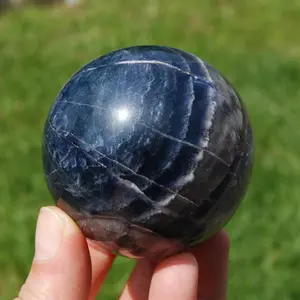 2.5in 412g Large Blue Purple Silky Fluorite Crystal Sphere