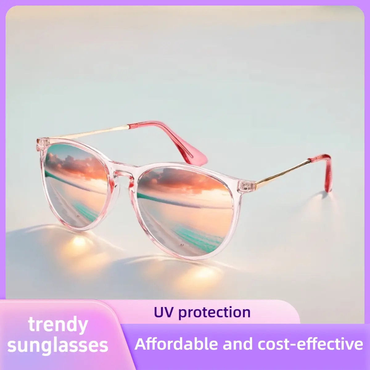 FEICE Women's Sunglasses - 2-Pair Full-Rim Large Oval Retro Mirrored Blush Pink Polarised UV-Protection Plastic Shades, Casual, Frame, Eyewear-Safe, Gender-Neutral Options for Beach Use, Sunglasses for Women, Gender-Neutral Women's Sunglasses