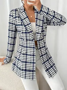 Women's Western Style Suit Jacket Collared Fitted Print New Arrival Fashionable Chic Charm Aesthetics Versatile Everyday Elegant Fit Recommendation, Stylish Outerwear for Ladies