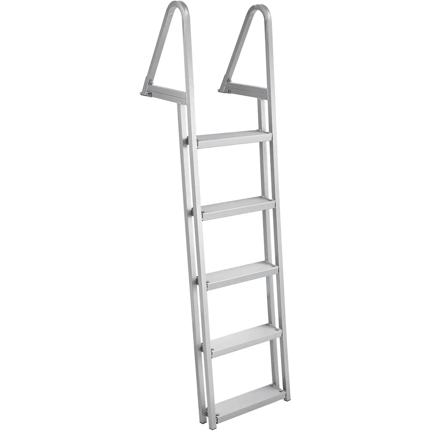GARVEE Heavy-Duty 5-Step Aluminum Dock Ladder, Aluminum Swimming Ladder With 350LB Capacity, Non-Slip Treads, Quick-Release Buckles, and Saltwater-Resistant Design for Pontoon, Pool, Lake, and Marine Use