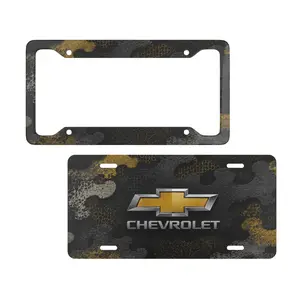 Chevrolet Inspired Camo License Plate Frame Set for Trucks SUVs and Muscle Cars, Universal Metal Front License Plate Cover and Automotive Car Tag Frame Accessories, Stylish Camouflage Auto Plate Holder Gift for Car Lovers