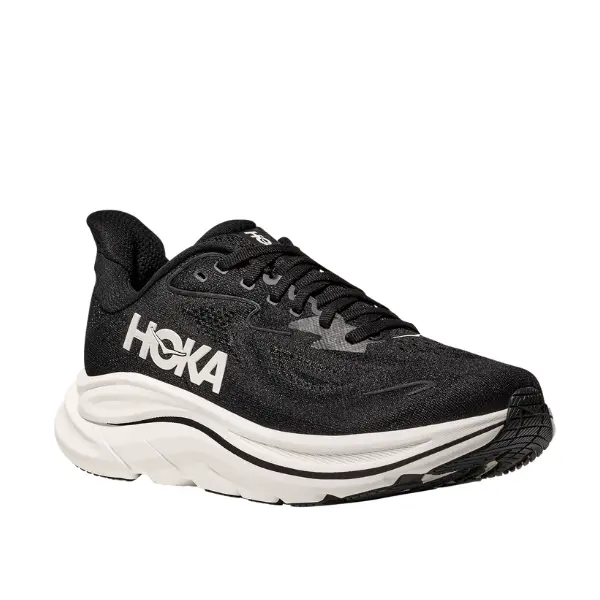 Hoka Women's Clifton 10 Wide Black/White Athletic Sneaker